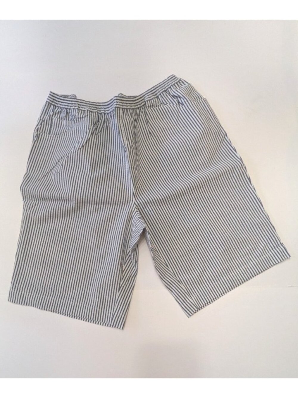 Quacker Factory Seersucker Shorts Womens 1X Dark Grey White Stripes Pockets